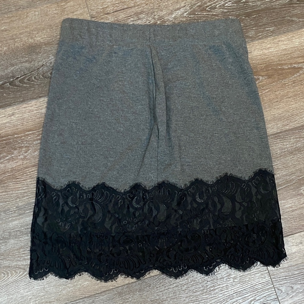 Maurices Gray Pencil Skirt with Black Lace